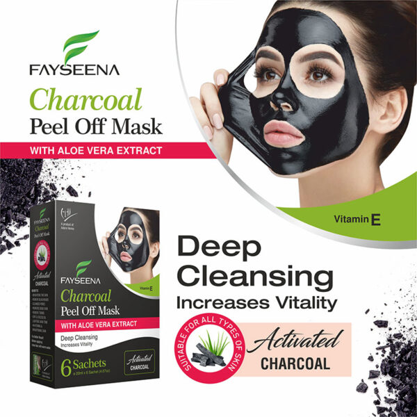 Fayseena Charcoal Peel Off Mask with Aloe Vera (120ml) - Image 3